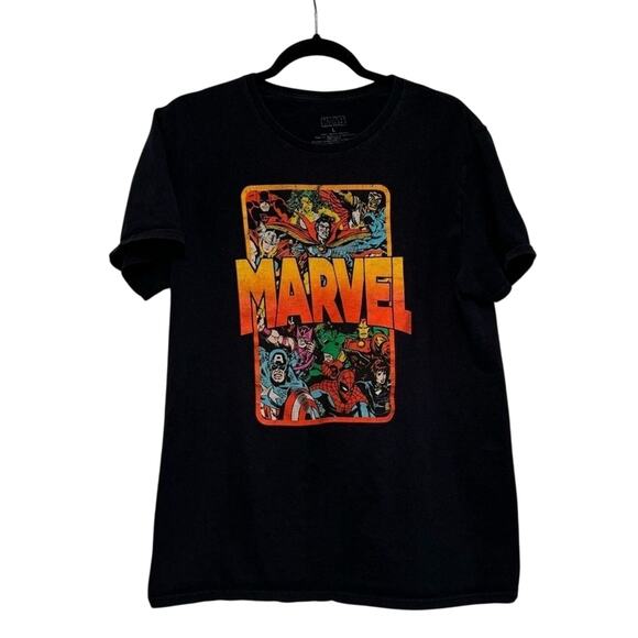 Marvel Women's Large Black Superhero Graphic Tee Avengers Comics Short Sleeve - Picture 1 of 4